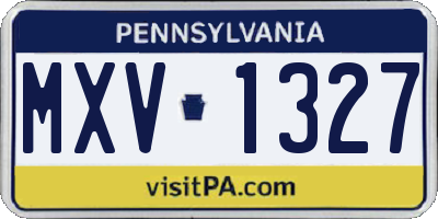 PA license plate MXV1327