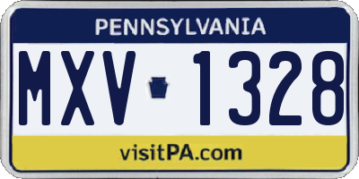 PA license plate MXV1328