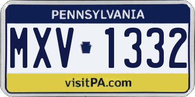 PA license plate MXV1332