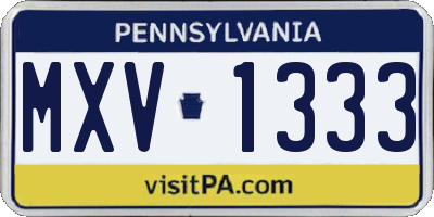 PA license plate MXV1333