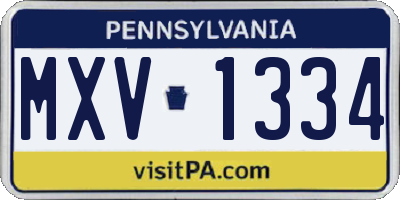 PA license plate MXV1334