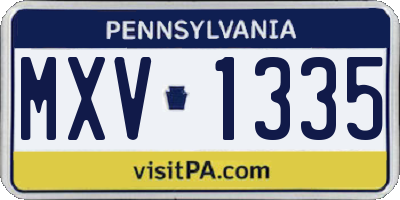PA license plate MXV1335