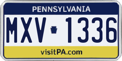 PA license plate MXV1336