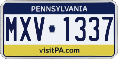 PA license plate MXV1337