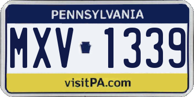 PA license plate MXV1339