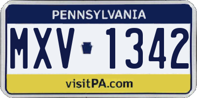 PA license plate MXV1342