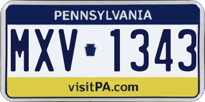 PA license plate MXV1343