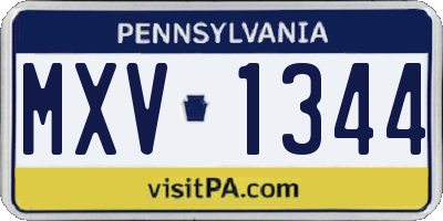 PA license plate MXV1344