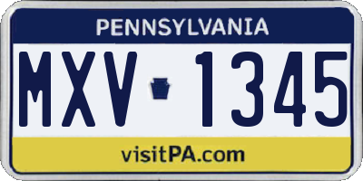 PA license plate MXV1345