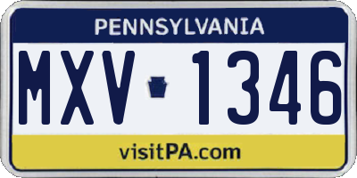 PA license plate MXV1346