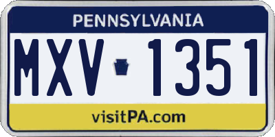 PA license plate MXV1351