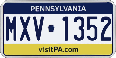 PA license plate MXV1352