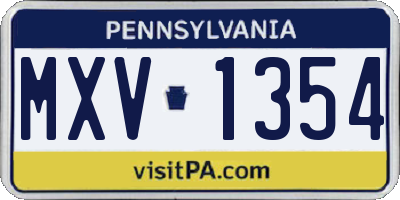 PA license plate MXV1354