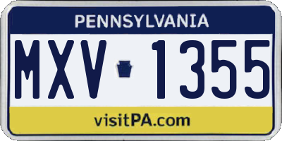 PA license plate MXV1355