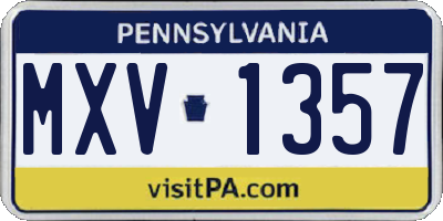 PA license plate MXV1357