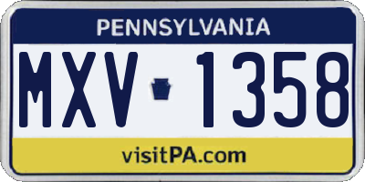PA license plate MXV1358