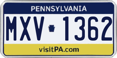 PA license plate MXV1362