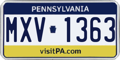 PA license plate MXV1363