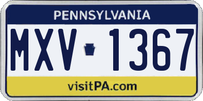 PA license plate MXV1367