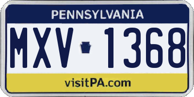 PA license plate MXV1368