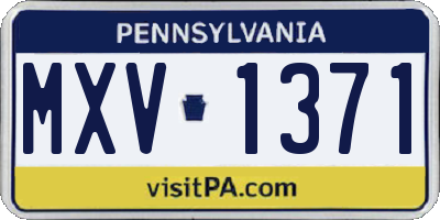 PA license plate MXV1371