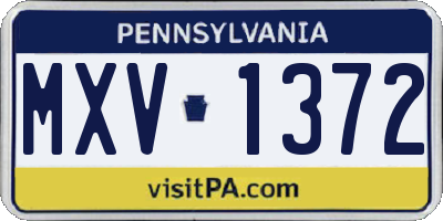 PA license plate MXV1372