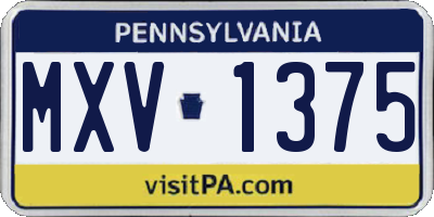 PA license plate MXV1375