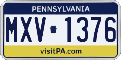 PA license plate MXV1376