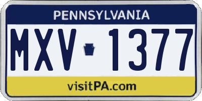 PA license plate MXV1377