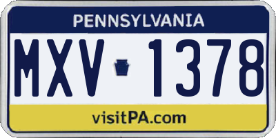 PA license plate MXV1378