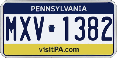 PA license plate MXV1382