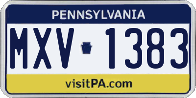 PA license plate MXV1383