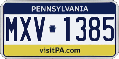 PA license plate MXV1385