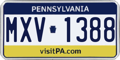 PA license plate MXV1388