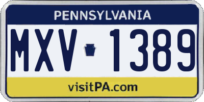 PA license plate MXV1389