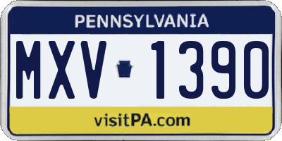 PA license plate MXV1390