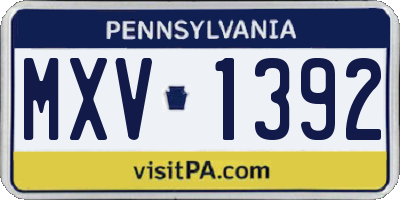 PA license plate MXV1392