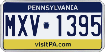 PA license plate MXV1395