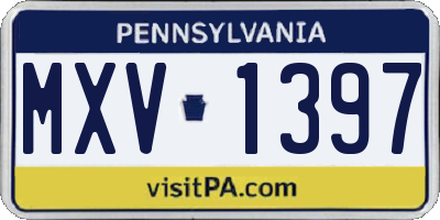 PA license plate MXV1397