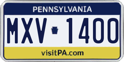 PA license plate MXV1400