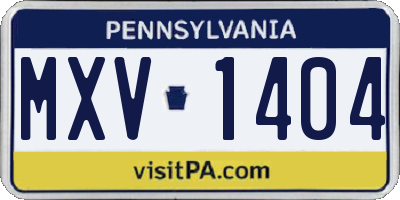 PA license plate MXV1404