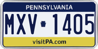 PA license plate MXV1405