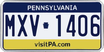 PA license plate MXV1406