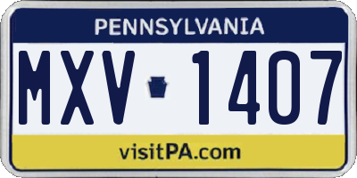 PA license plate MXV1407