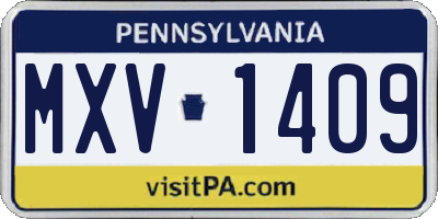 PA license plate MXV1409