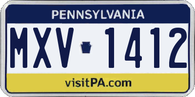 PA license plate MXV1412