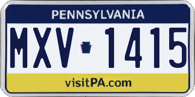 PA license plate MXV1415