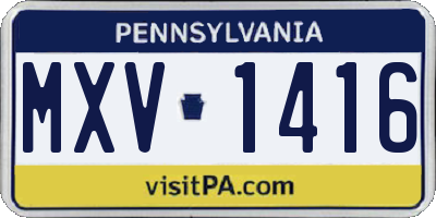 PA license plate MXV1416
