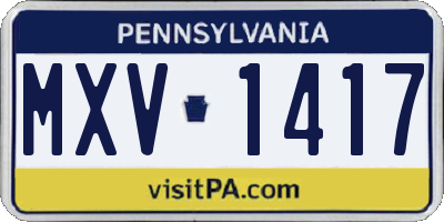 PA license plate MXV1417