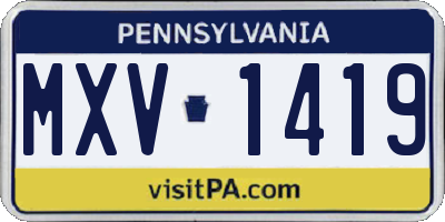 PA license plate MXV1419